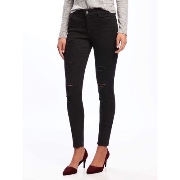 Old Navy Rockstar Black Ripped Jeans 
